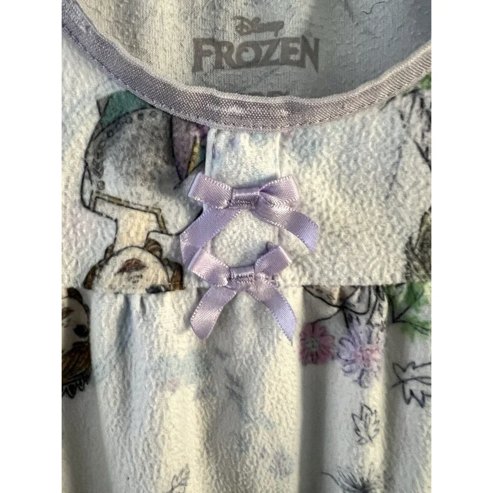 Disney Frozen Elsa Anna Girls Flannel Nightgown Lavender Sz 6 Granny Gown